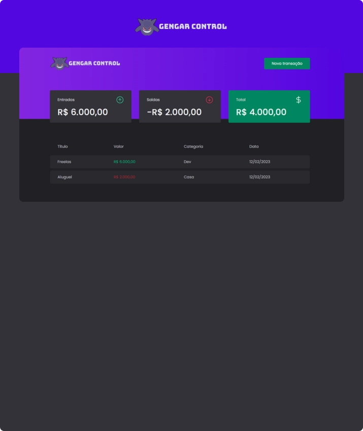 Sistema de Controle de Finanças
